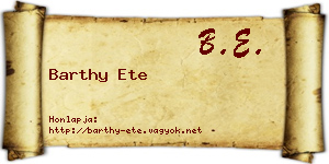 Barthy Ete névjegykártya